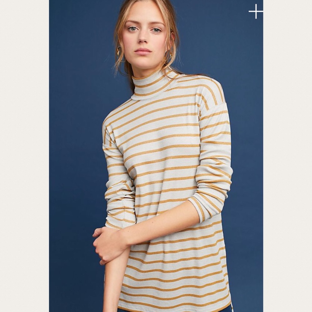 Anthropologie Shining Turtleneck Tunic Top